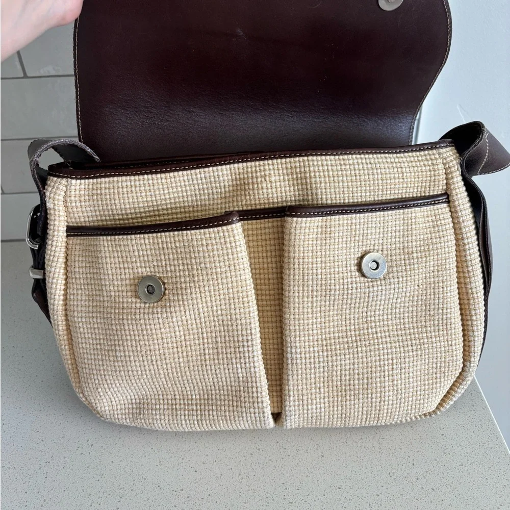 Vintage Francesco Biasia Women’s Shoulder Bag Brown Leather Cream EUC - Picture 9 of 12